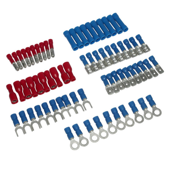 Coffret de 70 cosses électriques pré-isolées universelles bleu et rouge (assortiment)
