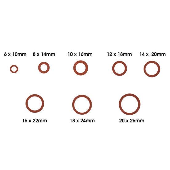 Coffret de 800 joints fibre 8 tailles 6 à 20mm (assortiment)