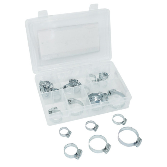 Colliers de serrage metal à cremaillere 6 tailles de 20 à 44mm (coffret de 26 pieces)