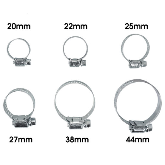 Colliers de serrage metal à cremaillere 6 tailles de 20 à 44mm (coffret de 26 pieces)