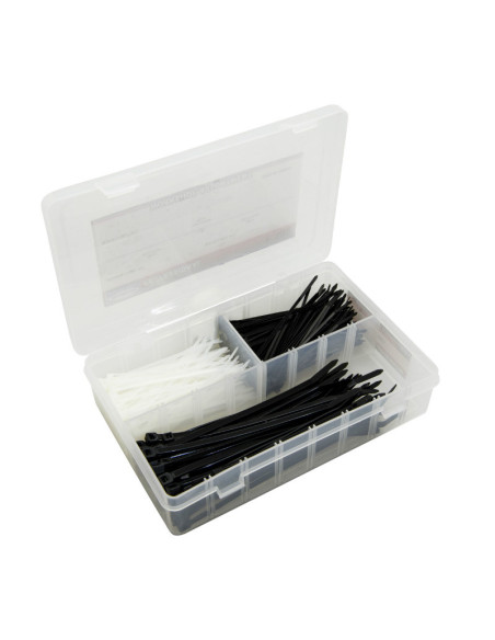 Colliers de serrage nylon type rilsan 2,5x100mm et 4,8x160mm Noir et transparent (boite de 250)
