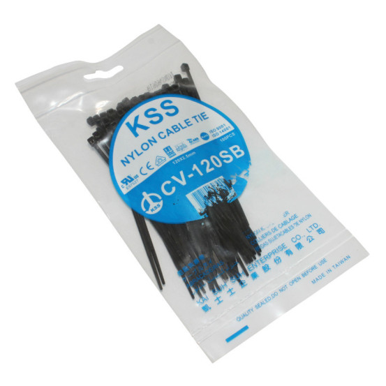 Colliers de serrage nylon type rilsan 2,5x120mm Noir (vendu par 100)