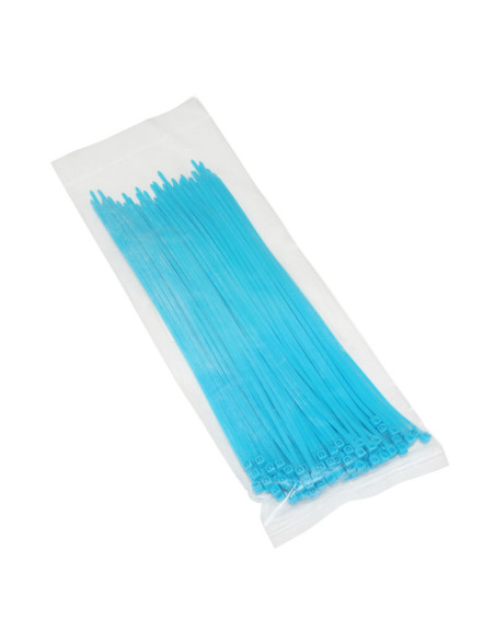 Colliers de serrage nylon type rilsan 2,5x200mm bleu fluo (vendu par 100)