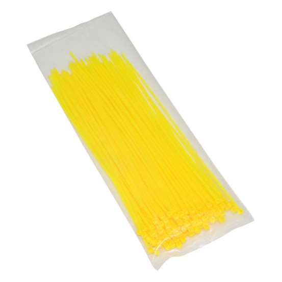 Colliers de serrage nylon type rilsan 2,5x200mm jaune fluo (vendu par 100)