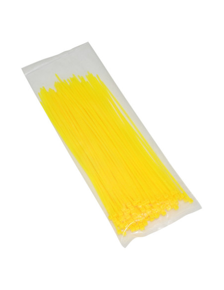 Colliers de serrage nylon type rilsan 2,5x200mm jaune fluo (vendu par 100)