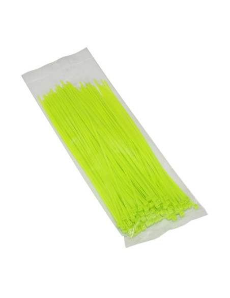 Colliers de serrage nylon type rilsan 2,5x200mm vert fluo (vendu par 100)