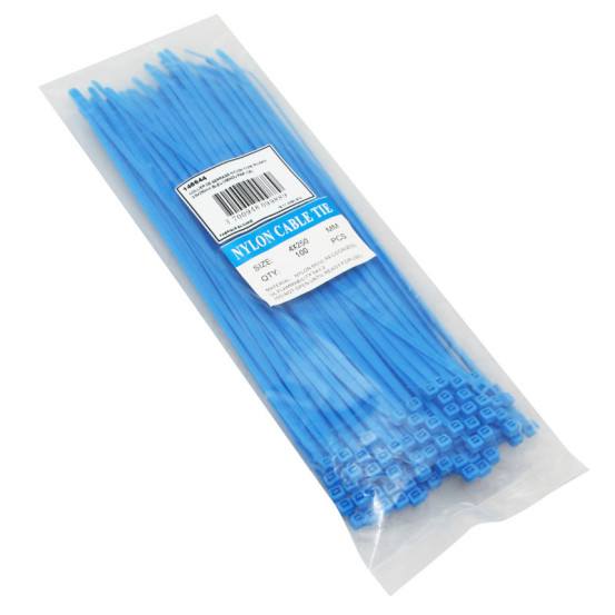 Colliers de serrage nylon type rilsan 3,6x250mm bleu (vendu par 100)
