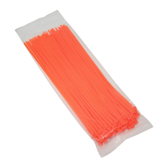 Colliers de serrage nylon type rilsan 3,6x250mm orange fluo (vendu par 100)