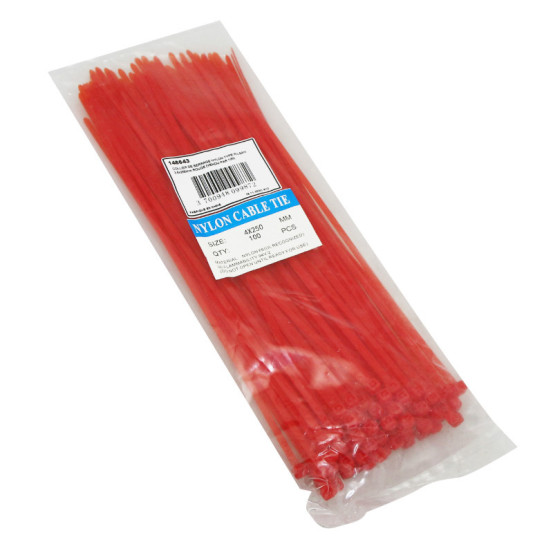 Colliers de serrage nylon type rilsan 3,6x250mm rouge (vendu par 100)