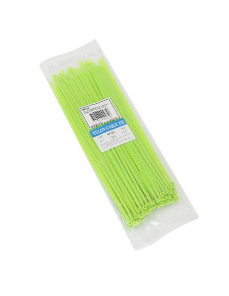 Colliers de serrage nylon type rilsan 3,6x250mm vert fluo (vendu par 100)