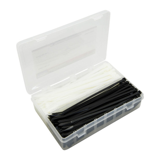 Colliers de serrage nylon type rilsan 4,8x200mm Noir et transparent (boite de 200)