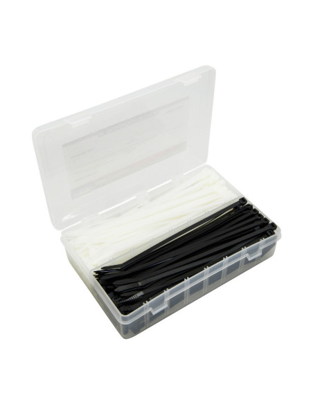 Colliers de serrage nylon type rilsan 4,8x200mm Noir et transparent (boite de 200)