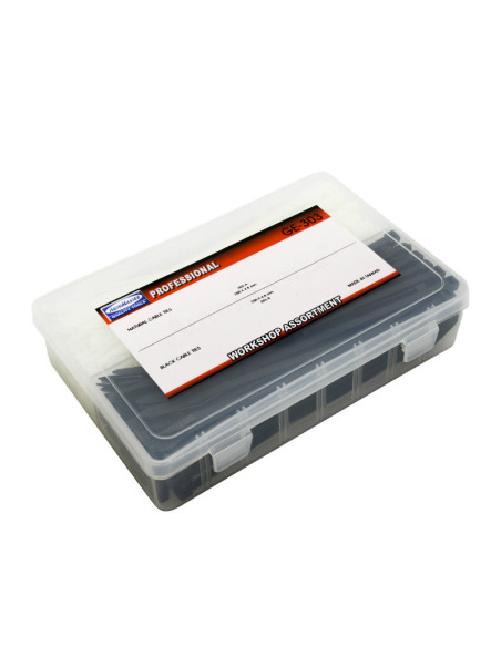 Colliers de serrage nylon type rilsan 4,8x200mm Noir et transparent (boite de 200)