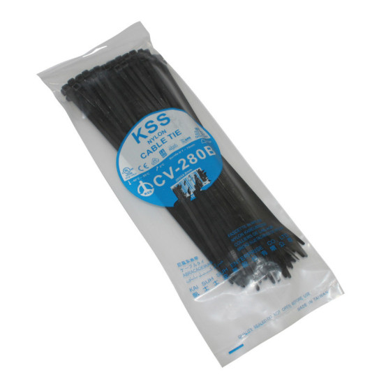 Colliers de serrage nylon type rilsan 4,8x280mm Noir (vendu par 100)