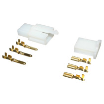 Connecteur électrique plastique 3 fiches (3 cosses plates males + 3 cosses plates femelles)