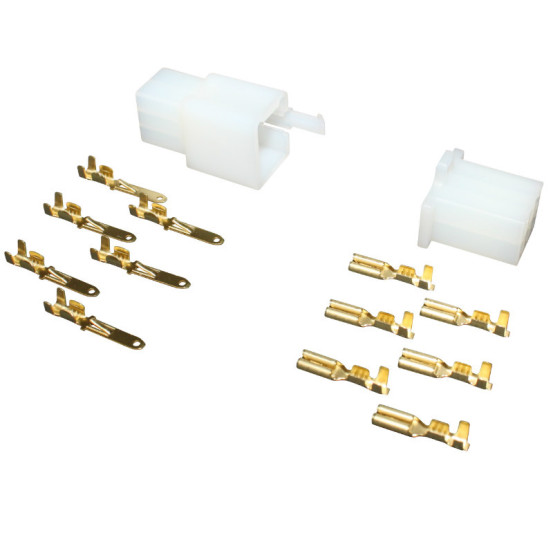 Connecteur électrique plastique 6 fiches (6 cosses plates males + 6 cosses plates femelles)