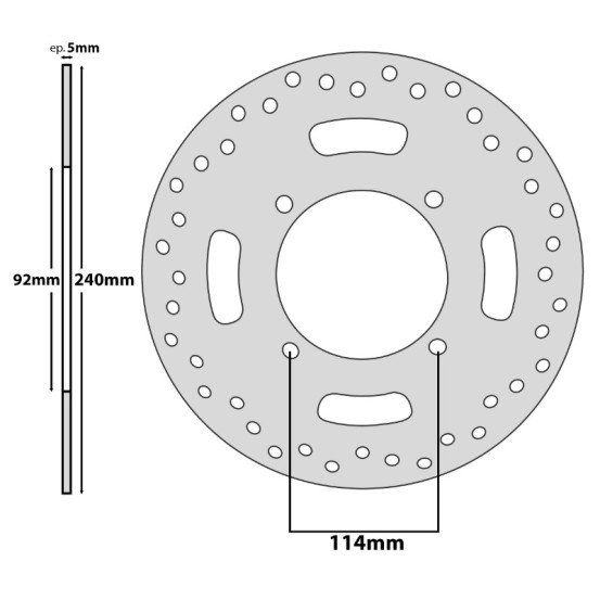 Disque de frein arrière Yamaha 125 / 250 X-Max 2006-2013 (ext 240mm / int 92mm / 4 trous)