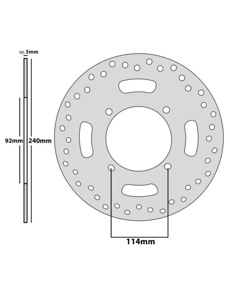 Disque de frein arrière Yamaha 125 / 250 X-Max 2006-2013 (ext 240mm / int 92mm / 4 trous)
