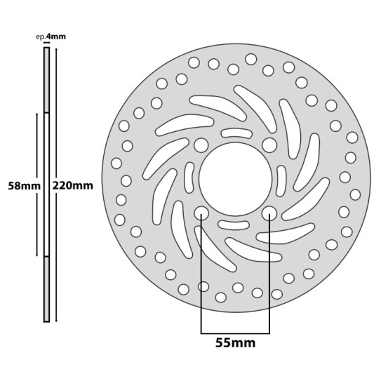 Disque de frein avant Honda 125 PCX 2010-2017 / SH 2014-2019 / 110 vision 2011-2020 (ext 220mm / int 58mm / 4 trous)
