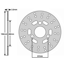 Disque de frein avant MBK 50 Booster 1990-1998 / Yamaha 50 BW's 1990-1998 (ext 155mm / int 40mm / 3 trous) 2