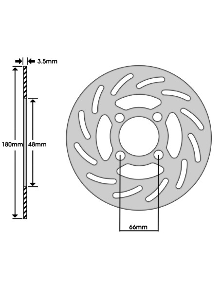 Disque de frein avant MBK 50 Booster après 1999 / NG 1995-1998 / Yamaha 50 BW's après 1999 (ext 180mm / int 48mm / 4 trous)
