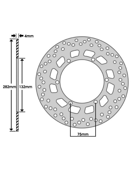 Disque de frein avant MBK 50 X-Power / Yamaha 50 TZR 1996-2002 (ext 282mm / int 132mm / 6 trous)