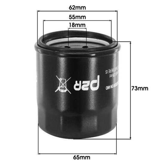 Filtre à huile moto CF Moto 650 MT après 2018 / Kawasaki 600 ER-6 / Z650 / Z900 / Z750 / Z1000 / ZZR 1400 (65x73mm)
