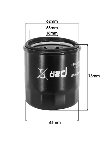 Filtre à huile moto CF Moto 650 MT après 2018 / Kawasaki 600 ER-6 / Z650 / Z900 / Z750 / Z1000 / ZZR 1400 (65x73mm)