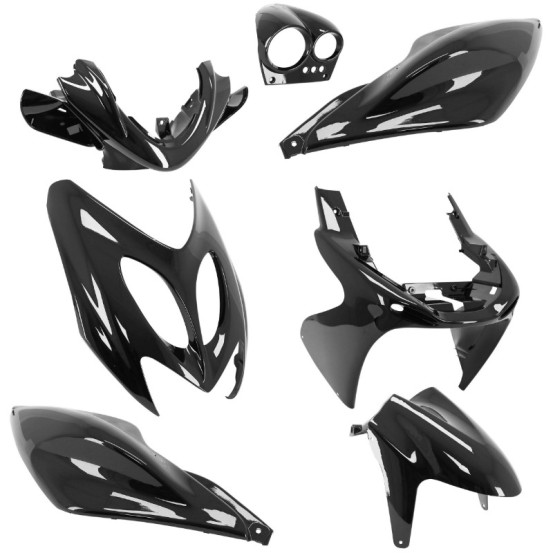Kit carénages scooter MBK 50 Nitro / Yamaha 50 Aerox 1997-2012 Noir brillant