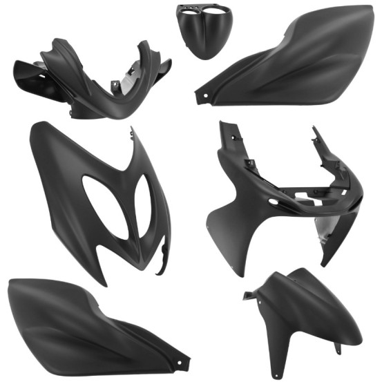 Kit carénages scooter MBK 50 Nitro / Yamaha 50 Aerox 1997-2012 Noir mat