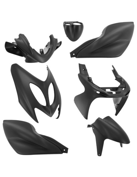 Kit carénages scooter MBK 50 Nitro / Yamaha 50 Aerox 1997-2012 Noir mat