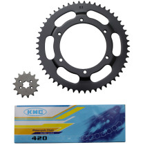 Kit chaîne Derbi 50 GPR 1997-2003 420 14x53 (alésage 108mm + deport)