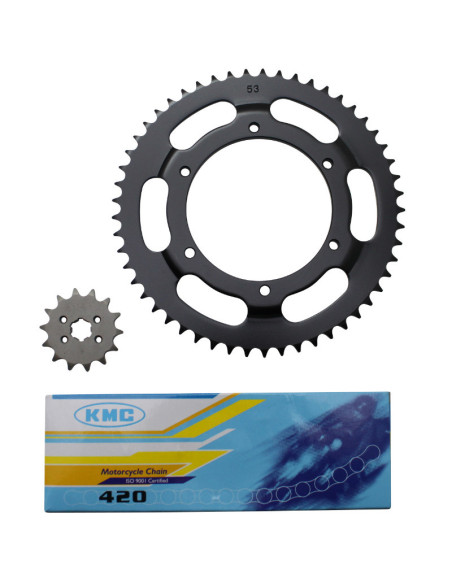 Kit chaîne Derbi 50 GPR 1997-2003 420 14x53 (alésage 108mm + deport)