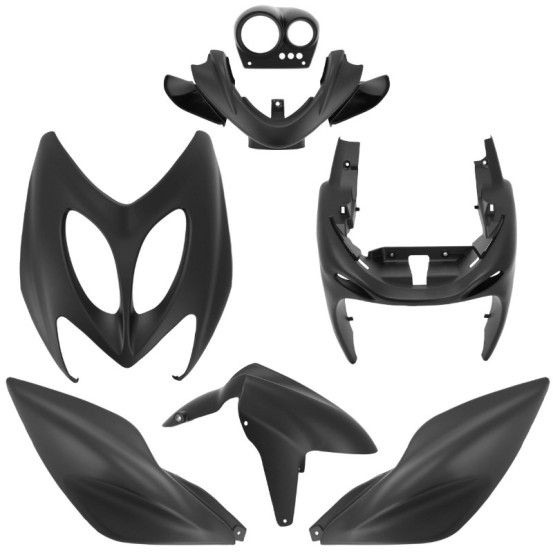 Kit carénages scooter MBK 50 Nitro / Yamaha 50 Aerox 1997-2012 Noir mat