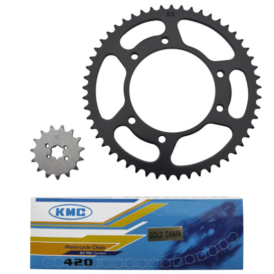Kit chaîne Derbi 50 Senda 2000-2001 420 15x53 (alésage 105mm)