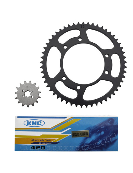 Kit chaîne Derbi 50 Senda 2000-2001 420 15x53 (alésage 105mm)
