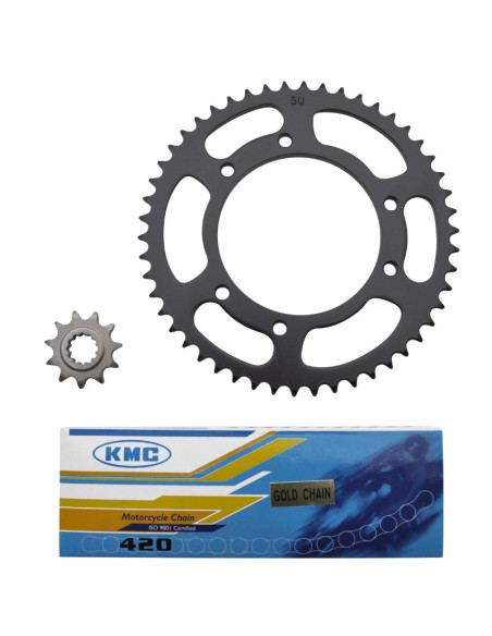 Kit chaîne MBK 50 X-Limit / Yamaha 50 DTR 2003-2006 420 11x50 (alésage 105mm)