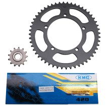 Kit chaîne MBK 50 X-Limit / Yamaha 50 DTR 2004-2011 420 12x52 (alésage 105mm)