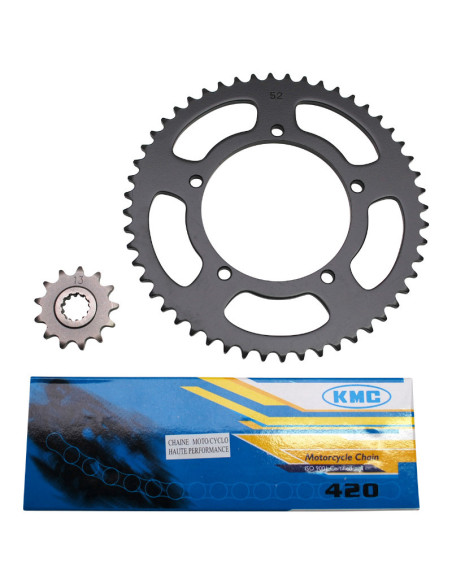 Kit chaîne MBK 50 X-Limit / Yamaha 50 DTR 2004-2011 420 12x52 (alésage 105mm)