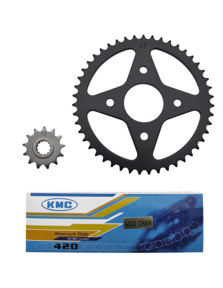 Kit chaîne MBK 50 X-Power / Yamaha 50 TZR 2000-2013 420 13x47 (alésage 54mm)