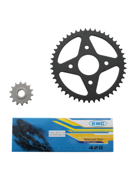 Kit chaîne MBK 50 X-Power / Yamaha 50 TZR 2000-2013 420 14x47 (alésage 54mm)