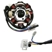 Stator d'allumage 4T Peugeot 50 Kisbee / V-Clic / Kymco 50 Agility / Sym 50 Orbit / Baotian 50 (8 pôles / version 2 - 5 fils)