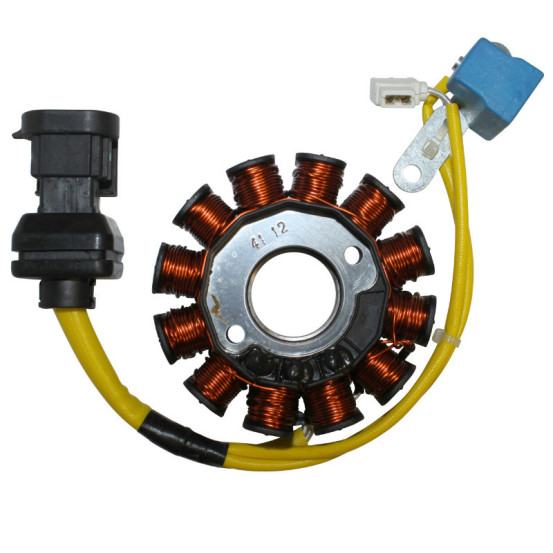 Stator d'allumage maxiscooter Piaggio 125 X7 / X8 / X9 / Liberty / LX / ET4 / Vespa GTS / Peugeot 125 Looxor (12 pôles / 150w)