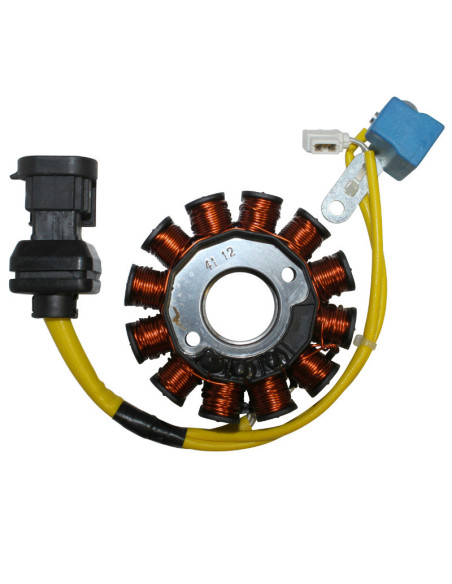 Stator d'allumage maxiscooter Piaggio 125 X7 / X8 / X9 / Liberty / LX / ET4 / Vespa GTS / Peugeot 125 Looxor (12 pôles / 150w)