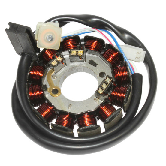 Stator d'allumage Minarelli 50 AM6 / Beta 50 RR 2013-2020 / Yamaha 50 TZR 2003-2011 (12 pôles / broche 4 fils)