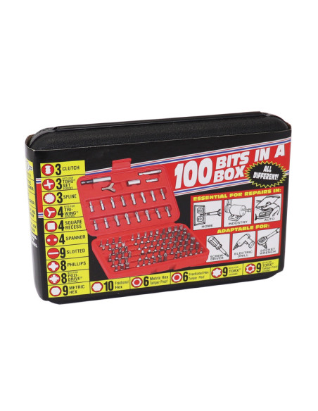 Coffret de 100 embouts de serrage 1/4 universel tournevis / perceuse / cliquet à douille