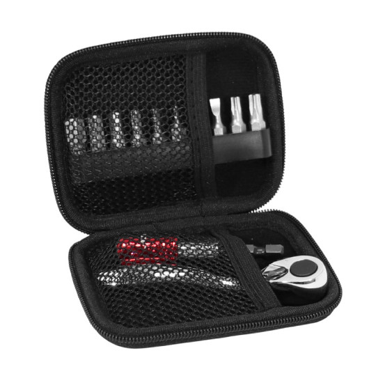 Coffret mini cliquet avec embouts Torx / 6 pans / cruciforme / plat