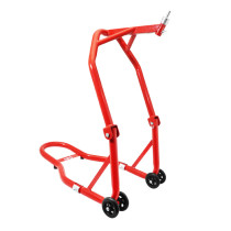 Lève moto / béquille de stand avant fixation sous te de fourche acier rouge (hauteur 68 cm) 2