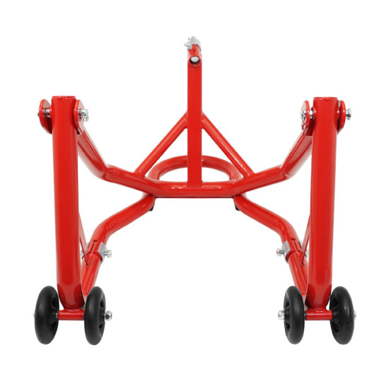 Lève moto / béquille de stand avant fixation sous te de fourche acier rouge (hauteur 68 cm)
