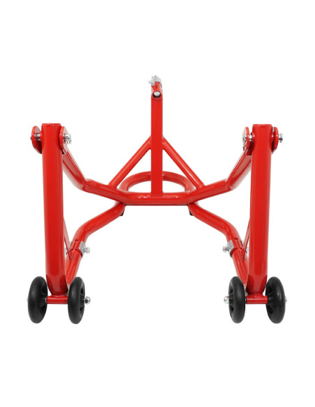 Lève moto / béquille de stand avant fixation sous te de fourche acier rouge (hauteur 68 cm)